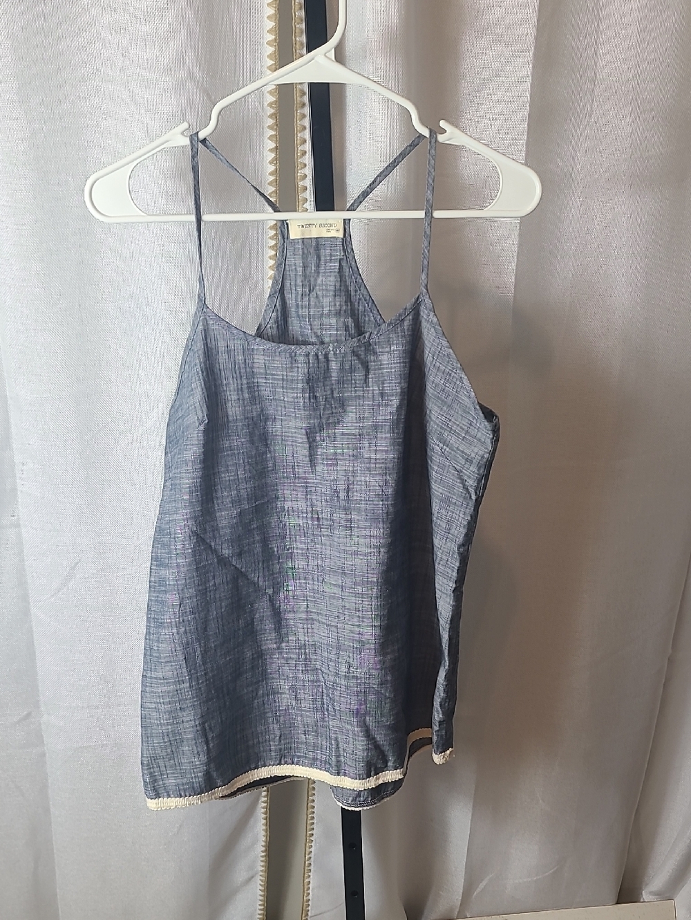 Twenty Second blue and Cream tank size Small Loose Fitting. Like New